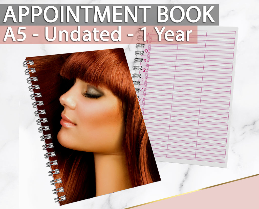 A5 Undated Appointment Book for Beauty Salons Therapists 3 Columns Beauty Hairdressing