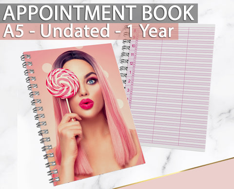 A5 Undated Appointment Book for Beauty Salons Therapists 3 Columns Beauty Hairdressing