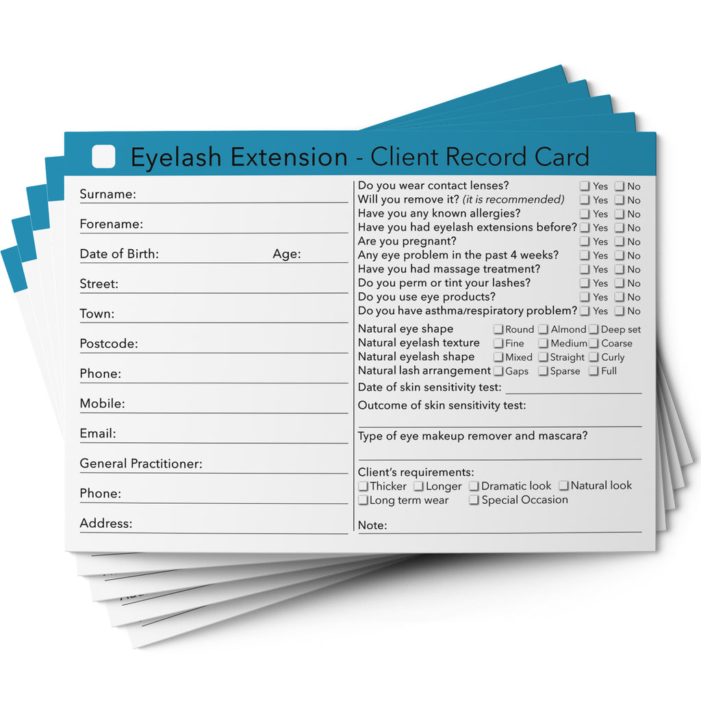 Eyelash Extension Client Card / Treatment Consultation Card