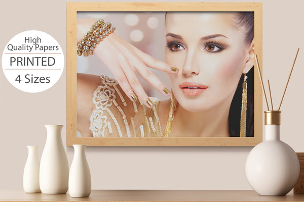 PRINTED POSTER - Beauty Salon Room Wall Decor Print Unframed - Face Gold