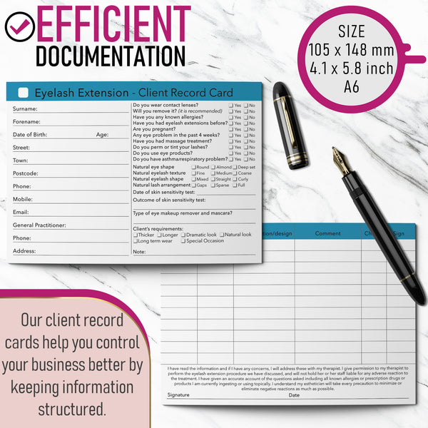 Eyelash Extension Client Card / Treatment Consultation Card