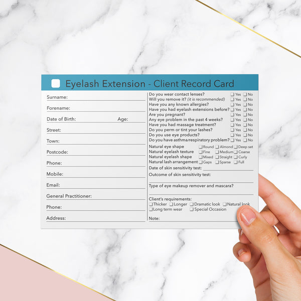 Eyelash Extension Client Card / Treatment Consultation Card
