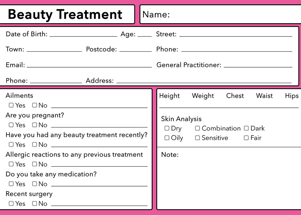 Beauty Client Card Premium Paper - GDPR Compliant