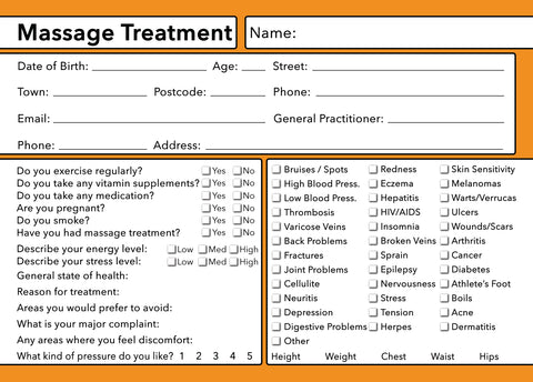 GDPR Compliant Client Card / Massage Client Cards