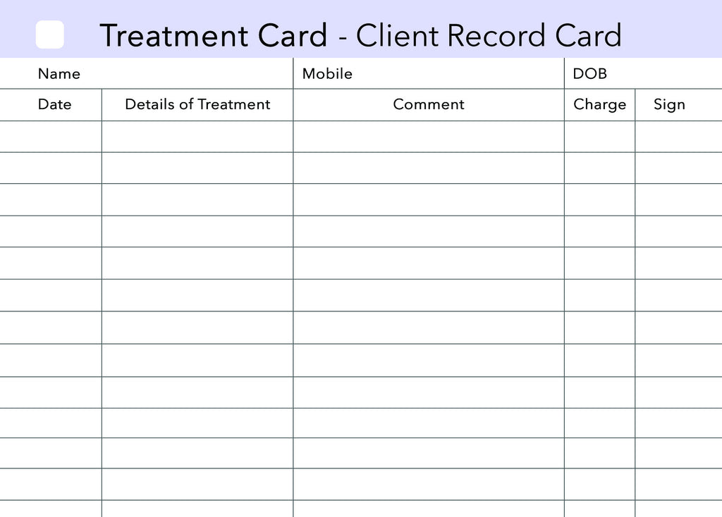 Additional Treatment Client Record Card