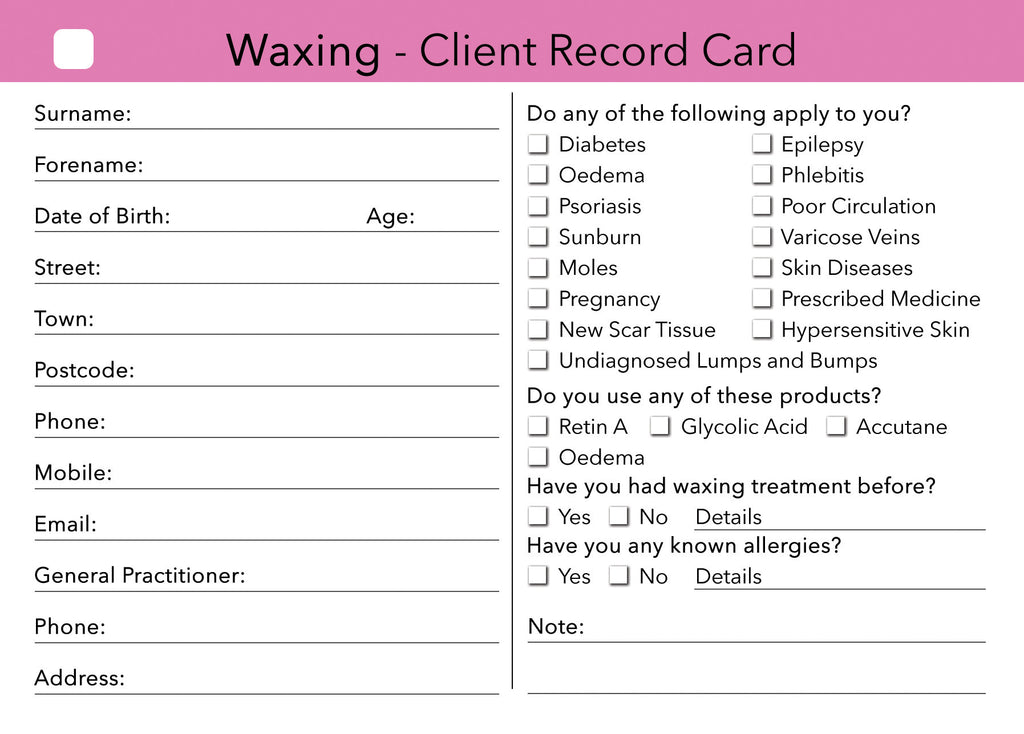 waxing client card