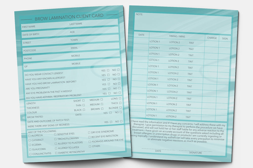 Brow Lamination Client Card / Treatment Consultation Card / Portrait Design