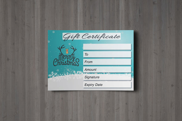 Christmas Gift Voucher Card for Massage/Beauty Salons, Hairdressers, Therapists