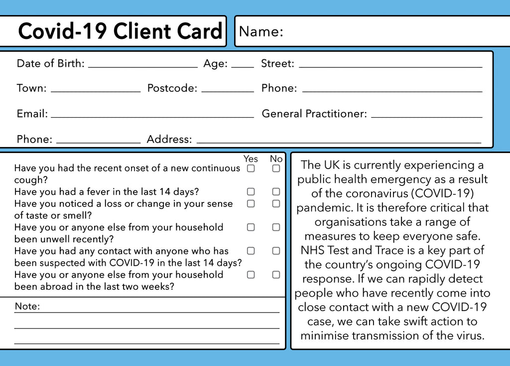 COVID-19 NHS Client Card Premium Paper - GDPR Compliant