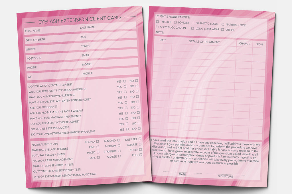 Eyelash Extension Client Card / Treatment Consultation Card / Portrait Design