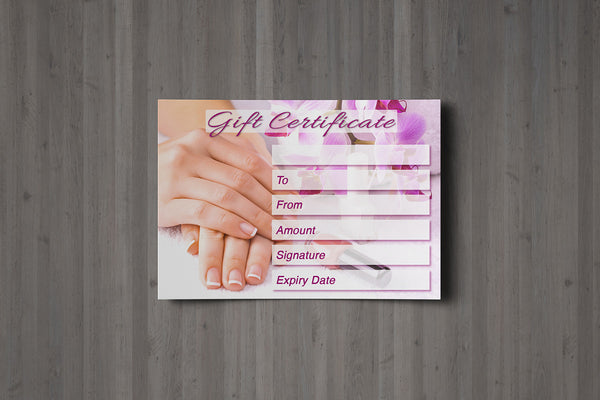 Gift Voucher Card for Beauty Salons, Nail Technicians, Therapists - Manicure Photo