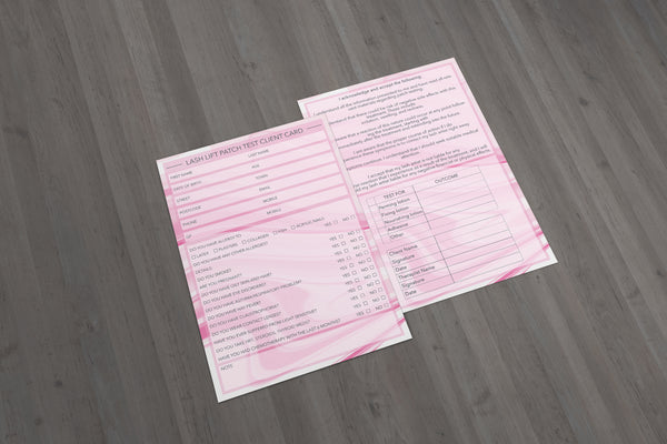 Lash Lift Patch Test Client Card / Treatment Consultation Card / Portrait Design