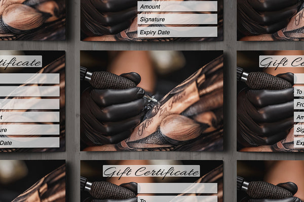 Gift Voucher Card for Tattoo Shops / Tattoo Removal, Tattoo Artists, Tattoo Fixing