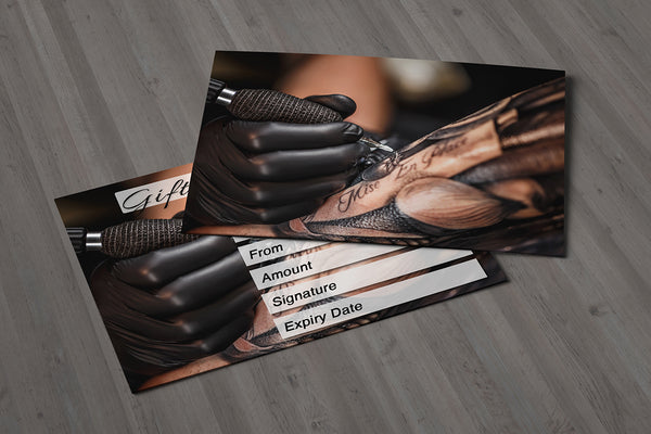 Gift Voucher Card for Tattoo Shops / Tattoo Removal, Tattoo Artists, Tattoo Fixing