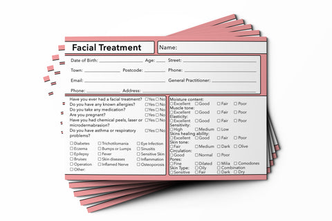 Facial Treatment Client Card Premium Paper - GDPR Compliant