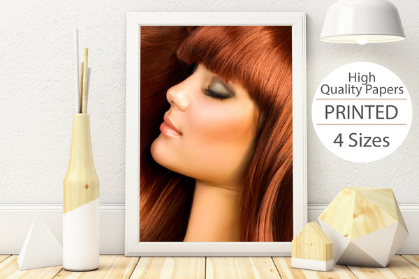 PRINTED POSTER - Beauty Salon Room Wall Decor Print Unframed - Red Hair