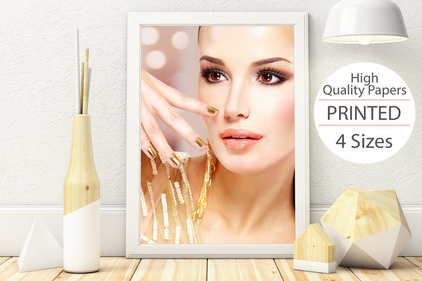 PRINTED POSTER - Beauty Salon Room Wall Decor Print Unframed - Gold