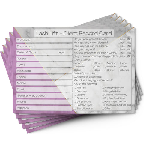 Lash Lift Client Card / Treatment Consultation Card / Salon Essentials Consent Form / Marble
