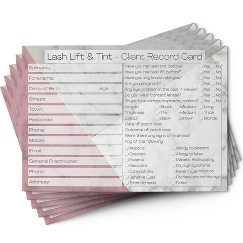 Lash Lift & Tint Client Card / Treatment Consultation Card / Salon Essentials Consent Form / Marble