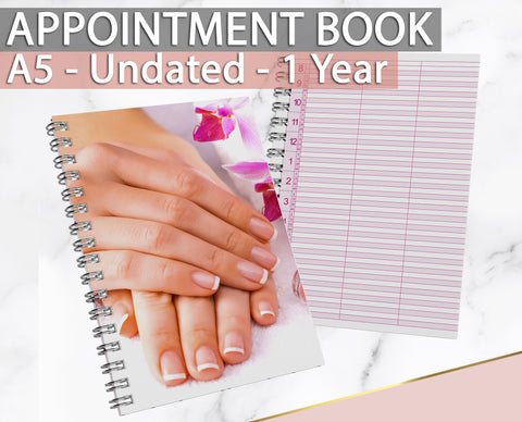 A5 Undated Appointment Book for Beauty Salons Therapists 3 Columns Beauty Nail Manicure
