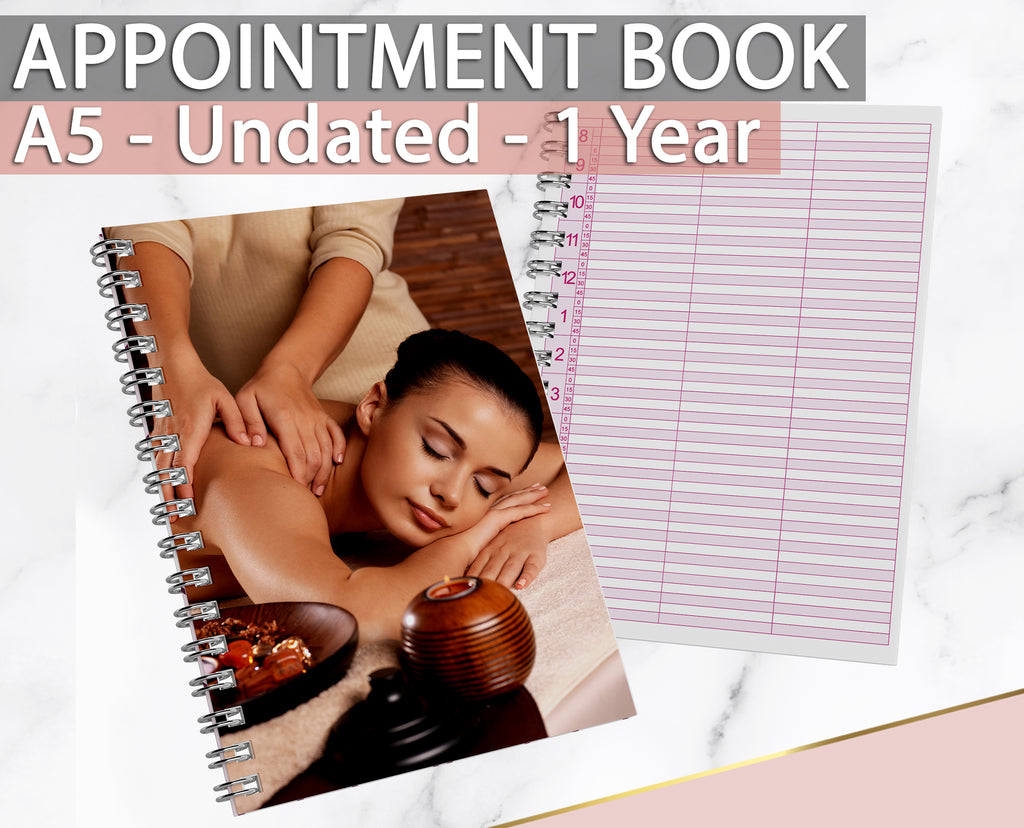 A5 Undated Appointment Book for Beauty Salons Therapists 3 Columns Beauty Hairdressing