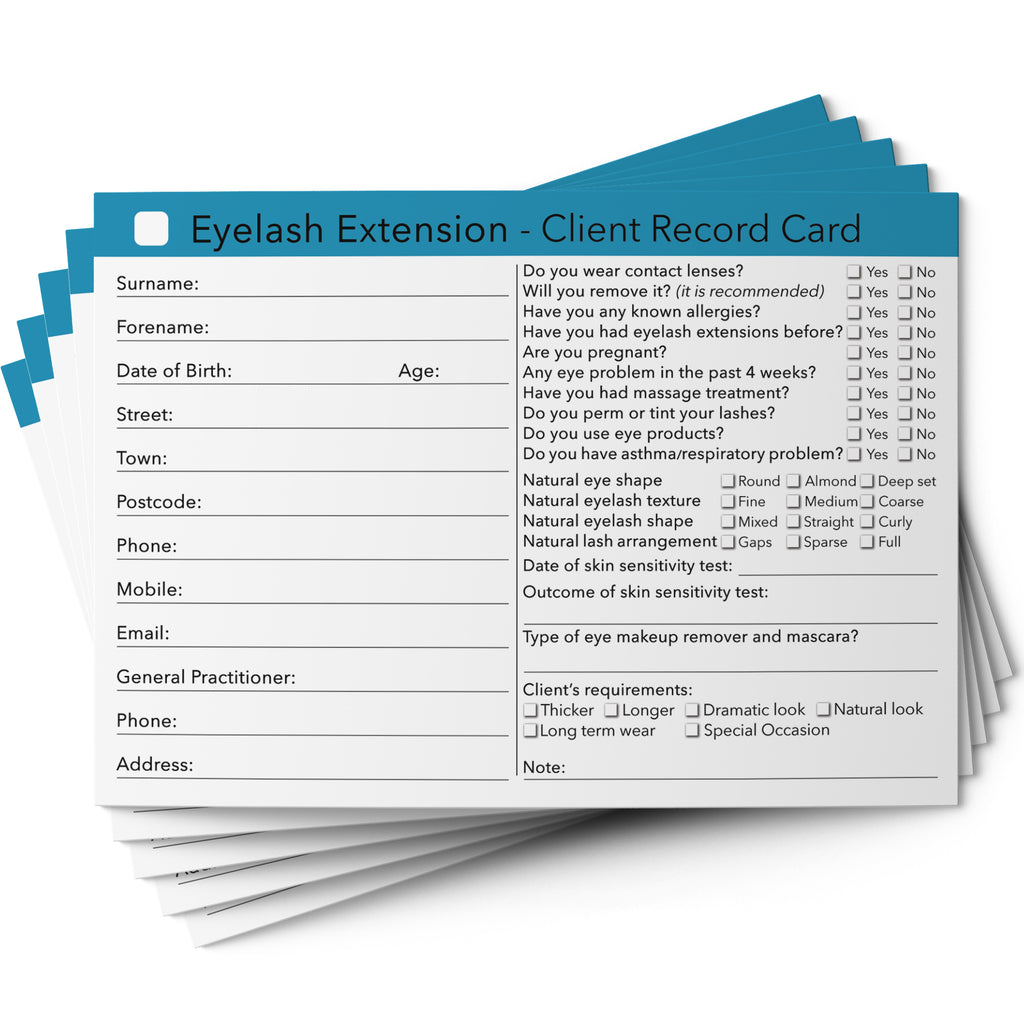 Eyelash Extension Client Card / Treatment Consultation Card