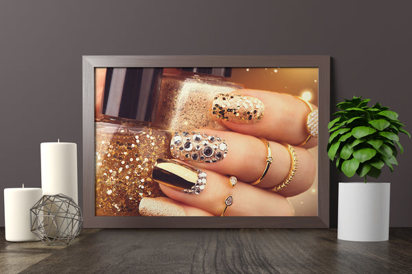PRINTED POSTER - Beauty Salon Room Wall Decor Print Unframed - Gold Nails
