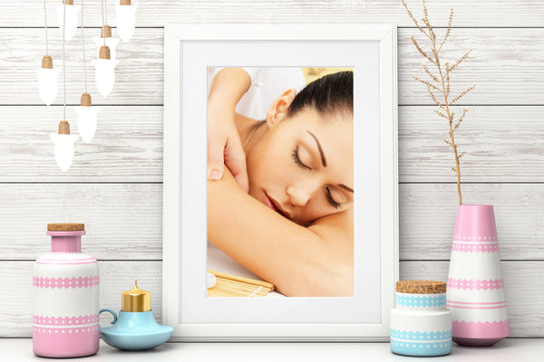 PRINTED POSTER - Beauty Salon Room Wall Decor Print Unframed - Massage Yellow