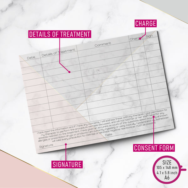 Nail Care Client Card / Treatment Consultation Card / Salon Essentials Consent Form / Marble