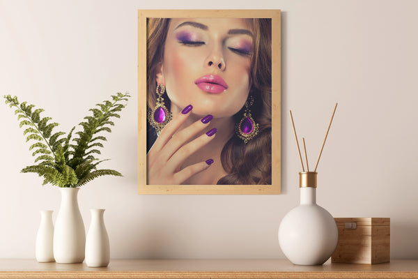 PRINTED POSTER - Beauty Salon Room Wall Decor Print Unframed - Purple Face