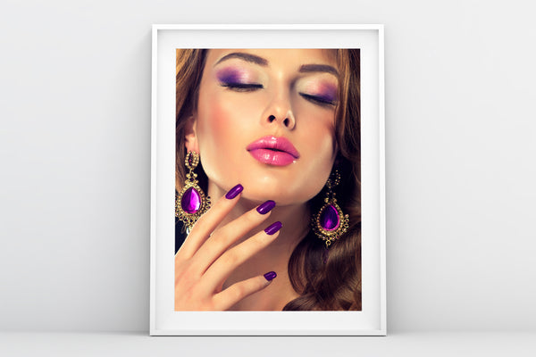 PRINTED POSTER - Beauty Salon Room Wall Decor Print Unframed - Purple Face