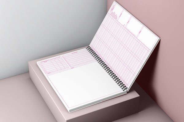 A4 Undated Appointment Pink Book for Beauty Salons Therapists 4 Columns Income Expenses Calendar