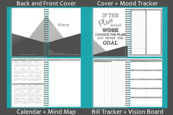 Undated Life Planner + Monthly / Weekly Spread A5 Size Book - Fast & Free UK Shipping