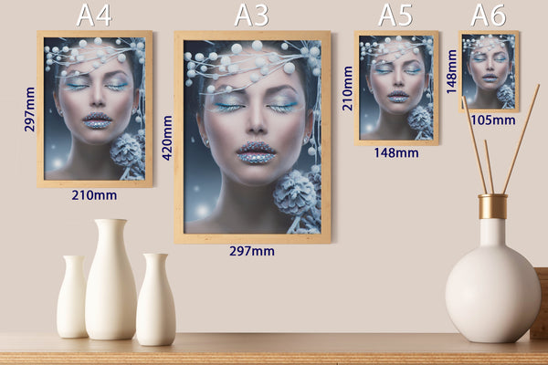 PRINTED POSTER - Beauty Salon Room Wall Decor Print Unframed - Winter Face