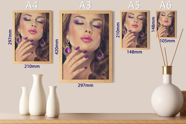PRINTED POSTER - Beauty Salon Room Wall Decor Print Unframed - Purple Face