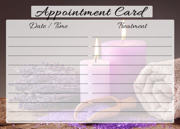 Appointment Card for Beauty Salons, Therapists, Spa