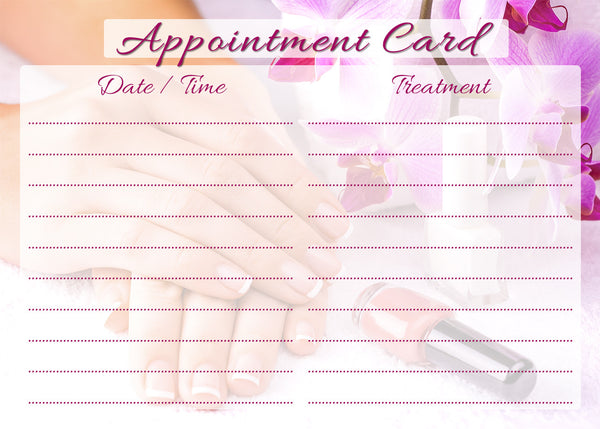 Appointment Card for Beauty Salons, Therapists, Spa