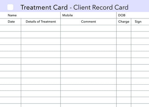 Additional Treatment Client Record Card