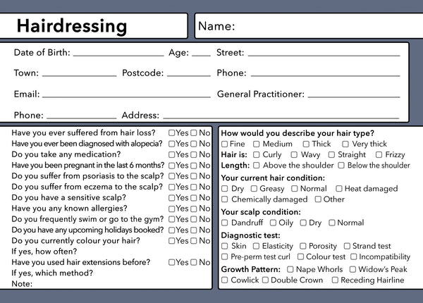 Hairdressing Client Card Premium Paper - GDPR Compliant