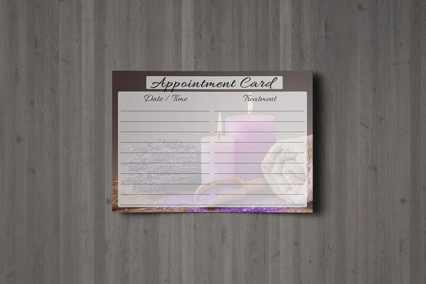 Appointment Card for Beauty Salons, Therapists, Spa