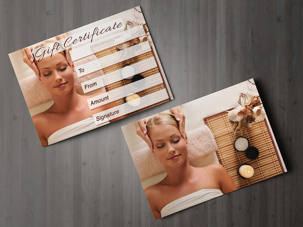 Gift Voucher Card for Massage/Beauty Salons, Hairdressers, Therapists