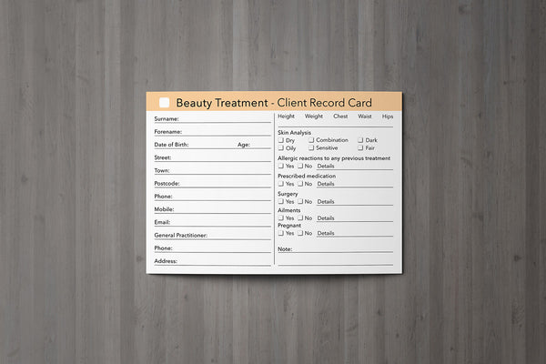 Beauty Client Card / Treatment Consultation Card