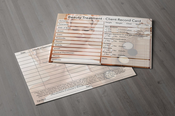 NEW Beauty Client Card / Treatment Consultation Card / Photo Background