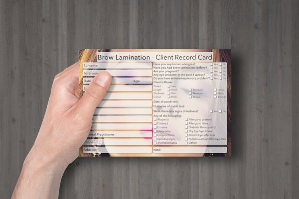 Brow Lamination Client Card / Treatment Consultation Card / Photo Background