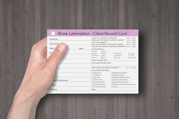 Brow Lamination Client Card / Treatment Consultation Card