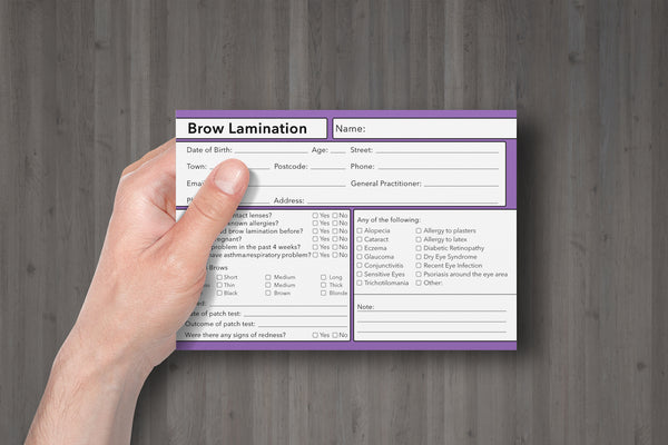 Brow Lamination Client Card Premium Paper - GDPR Compliant