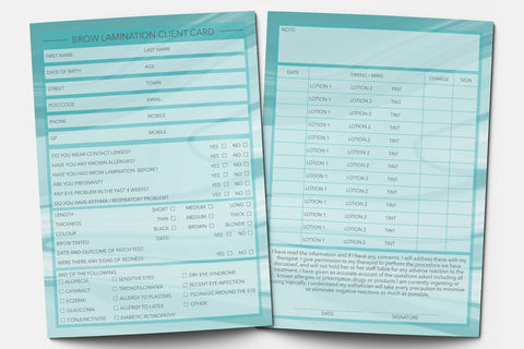 Brow Lamination Client Card / Treatment Consultation Card / Portrait Design