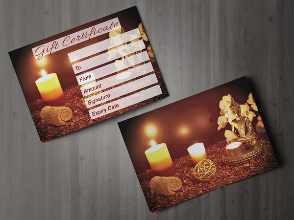 Gift Voucher Card for Massage/Beauty Salons, Hairdressers, Therapists - Buddha Photo