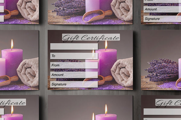 Gift Voucher Card for Massage/Beauty Salons, Hairdressers, Therapists - Spa design