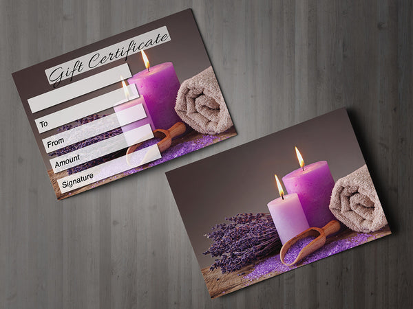 Gift Voucher Card for Massage/Beauty Salons, Hairdressers, Therapists - Spa design